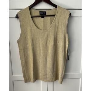 FINITY Gold Lame Sleeveless Sweater Tank Size Size XL NWT